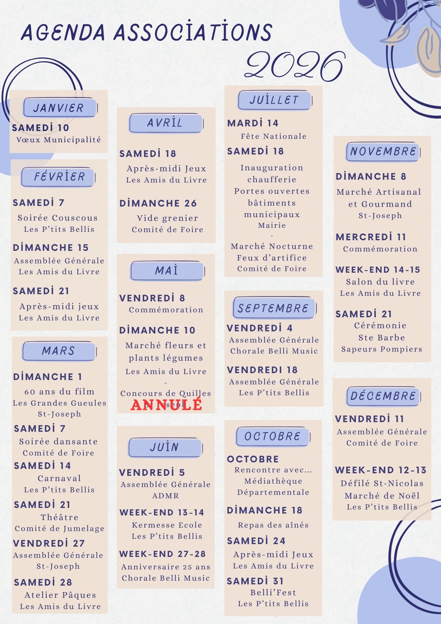 Calendrier 2026